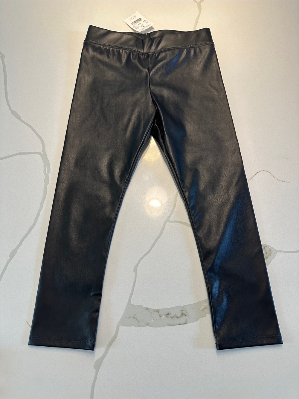 NWT J crew crewcuts girls black faux leather leggings size 5 🖤